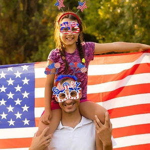 Patriottische USA feestbrillen en hoofdbanden set met vlaggen en sterren decoratie