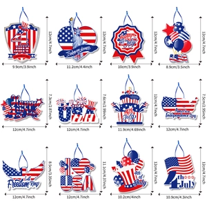 Set of 12 USA Independence Day hanging decorations with patriotic holiday patterns