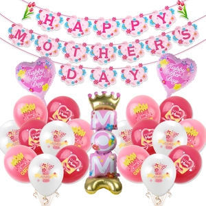 Set decorazioni festa della mamma con striscione Happy Mother's Day e palloncini rosa