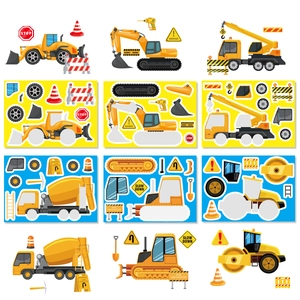 Lot de stickers de chantier avec pelleteuse et bulldozer pour puzzle DIY pour enfants