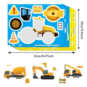 Set d'autocollants de véhicules de chantier avec puzzles de pelleteuse pour enfants