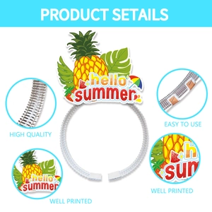 Serre-tête de fête d'été avec ananas et motifs Hello Summer pour costumes de vacances