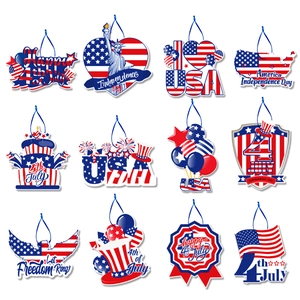 12-piece USA Independence Day hanging ornaments set with stars and stripes theme designs