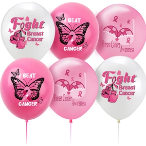 Palloncini in Lattice Consapevolezza del Cancro al Seno Nastro Rosa Stampa Lotta Contro il Cancro per Eventi di Beneficenza Festa Decorazione Bianco Rosa Rosa Rosso