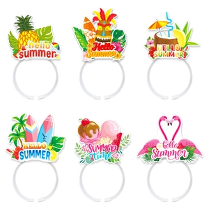 Serre-têtes de Fête Tropicale Hawaïenne Ananas Flamant Rose Glace Hello Summer Accessoires Photo pour Enfants Adultes Fête de Piscine