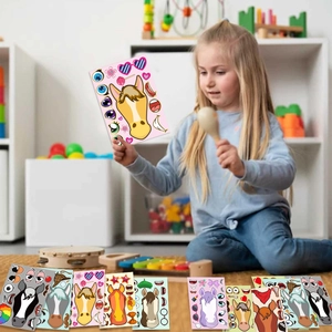 Set de stickers de fête sur le thème des chevaux avec expressions DIY pour enfants créatifs