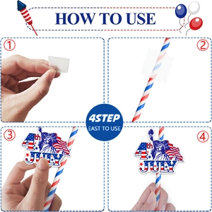 How to use 4th of July party straws with American flag and Statue of Liberty cards