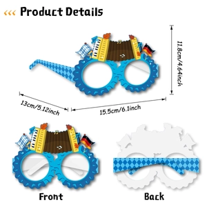 Blue Oktoberfest party paper glasses with accordion and German flag decorative design