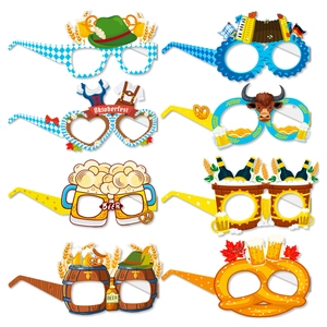 Oktoberfest Party Decoration Cardboard Glasses Fun Photo Booth Props Bavarian Festival Elements Multi Style Eye Wear