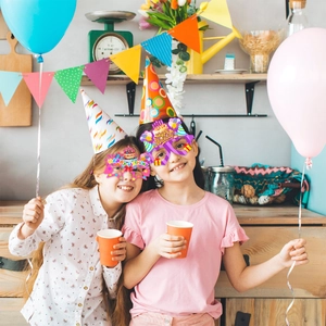 Festive Happy Birthday paper glasses set for party decorations and fun photo props