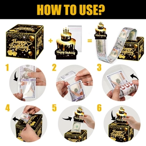 Set scatola estraibile Happy Birthday con guida di montaggio in 6 passaggi per feste