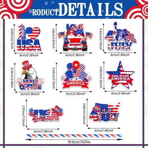 USA Independence Day straw toppers set with patriotic eagle and flag patterns for party