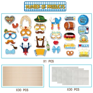 Kit d'accessoires photo Oktoberfest avec 30 accessoires, bâtons et points de colle