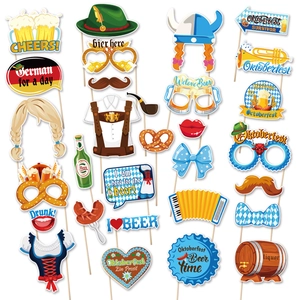 Ensemble d'Accessoires Photo Oktoberfest Allemand Décorations de Fête Bavaroises Amusantes Accessoires en Papier pour Célébration