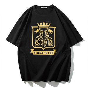 Maglietta da Uomo Taglie Forti in Cotone Hip Hop Streetwear Larga Spalla Caduta Stampa Lettera Grafica in Foglia d'Oro