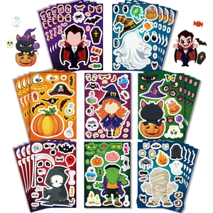 DIY Halloween facial expression puzzle sticker set for kids party favors and decor