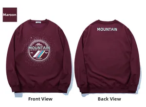 Front and back view of maroon long sleeve sweatshirt with Yellowstone National Park print