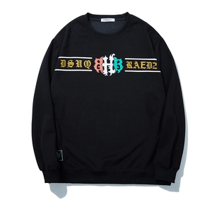 Men Big And Tall Gothic Letter Print Sweatshirt Cotton Blend Loose Fit Casual Long Sleeve Pullover Hip Hop Streetwear Top