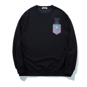 Men Plus Size Sweatshirt Cotton Blend Loose Crewneck Long Sleeve Top Cartoon Rabbit Print Casual Streetwear Fashion Pullover
