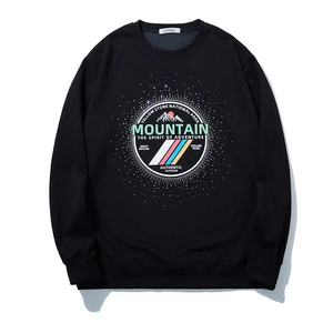 Men's Plus Size Rhinestone Mountain Letter Print Sweatshirt Loose Cotton Blend Casual Long Sleeve Pullover Top
