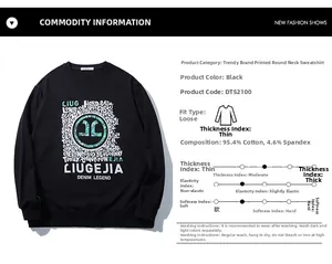 Detail view of cotton sweatshirt fabric composition 95.4% cotton and size parameters