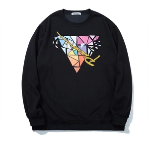 Men Plus Size Sweatshirt Loose Crew Neck Autumn Geometric Triangle Print Cotton Blend Long Sleeve Top Pullover