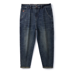 Men's Retro Washed Straight Leg Jeans Plus Size Loose Distressed Denim Pants Cotton Blend Autumn Fashion Long Trousers
