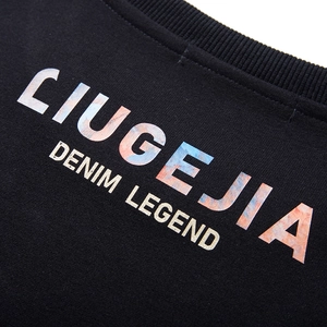 Men's oversized black sweatshirt featuring vintage gradient LIUGEJIA letter printing