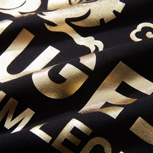 Oversize Sweatshirt in Schwarz mit auffälligem goldenem Drachen- und Schriftdruck