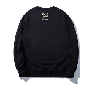Übergroßes schwarzes Herren-Sweatshirt mit goldenem Drachen-Rückenprint und Rippbündchen