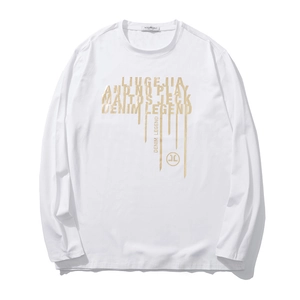 T-Shirt Manches Longues Grandes Tailles Pour Hommes Ample Coton Décontracté Streetwear Imprimé Graphique Alphabet Col Rond Top