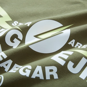 Men's oversized olive green cotton long sleeve T-shirt with stylish letter prints
