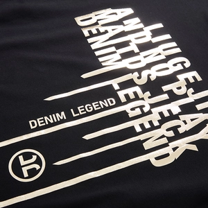 T-shirt noir surdimensionné pour homme avec imprimé doré denim legend et style urbain