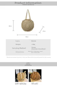 Detailed dimension guide for large bohemian straw tote bag showing 40x38cm measurements