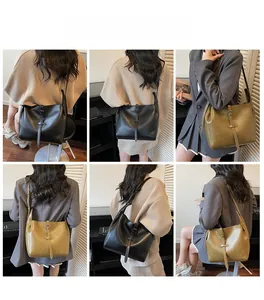 Collage of black and olive green large tote bags shown on models for size comparison