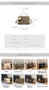 Detailed size specifications for the PU leather crossbody bag featuring a small charm