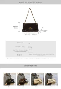 Detailed size specifications and color options for the quilted faux leather tote bag