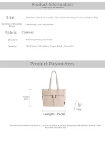 Πίνακας μεγεθών με διαστάσεις 39x10x28cm και εσωτερική δομή αυτής της τσάντας