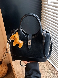 Women Fashion PU Leather Tote Bag Large Capacity Commuter Shoulder Crossbody Bag With Horse Charm Elegant Work Handbag