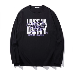 T-Shirt à Manches Longues pour Hommes Grande Taille en Coton Impression Graphique Lettre Décontracté Streetwear Col Rond