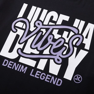 T-shirt noir à manches longues pour hommes avec imprimé graphique Vibes de style urbain
