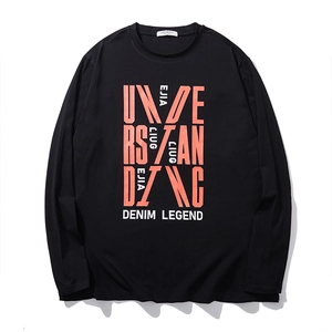 Maglietta a Maniche Lunghe in Cotone Taglie Forti da Uomo Trendy Stampa Grafica Lettere Vestibilità Larga Girocollo Casual Autunno