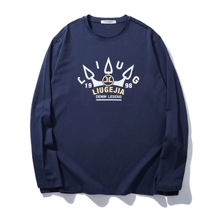 Men's Plus Size Cotton Long Sleeve T-Shirt Loose Fit Casual Printed Round Neck Tee Top Spring Autumn Streetwear
