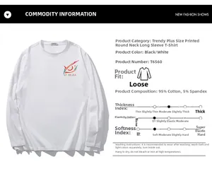 Close-up of white cotton long sleeve t-shirt with geometric eye and letter print