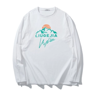 Men Plus Size Long Sleeve T-Shirt Loose Fit Printed Graphic Cotton Round Neck Casual Trendy Top For Autumn