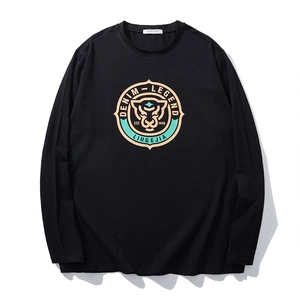 Men's Plus Size Long Sleeve T-Shirt Cotton Blend Printed Tiger Head Logo Round Neck Casual Streetwear Graphic Top