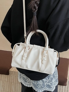 Women Vintage Ruched PU Leather Shoulder Bag Elegant Solid Color Crossbody Handbag For Commuting Work Daily Fashion Bag