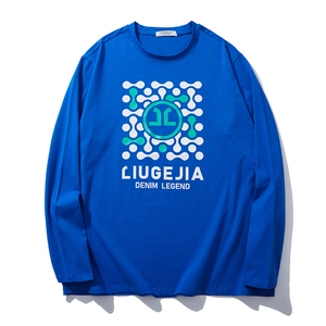 Men's Plus Size Long Sleeve T-Shirt Loose Fit Cotton Blend Geometric Letter Print Round Neck Casual Autumn Top