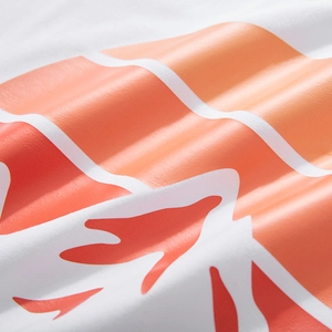 White cotton t-shirt for men with orange gradient geometric print and loose casual fit