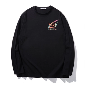 Men's Plus Size Long Sleeve T-Shirt Cotton Blend Loose Fit Geometric Eye Letter Print Round Neck Casual Streetwear Top
